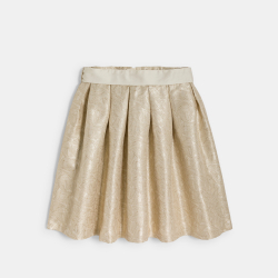 تنورة قصيرة من الجاكار المطرز ذهبية اللون للفتيات